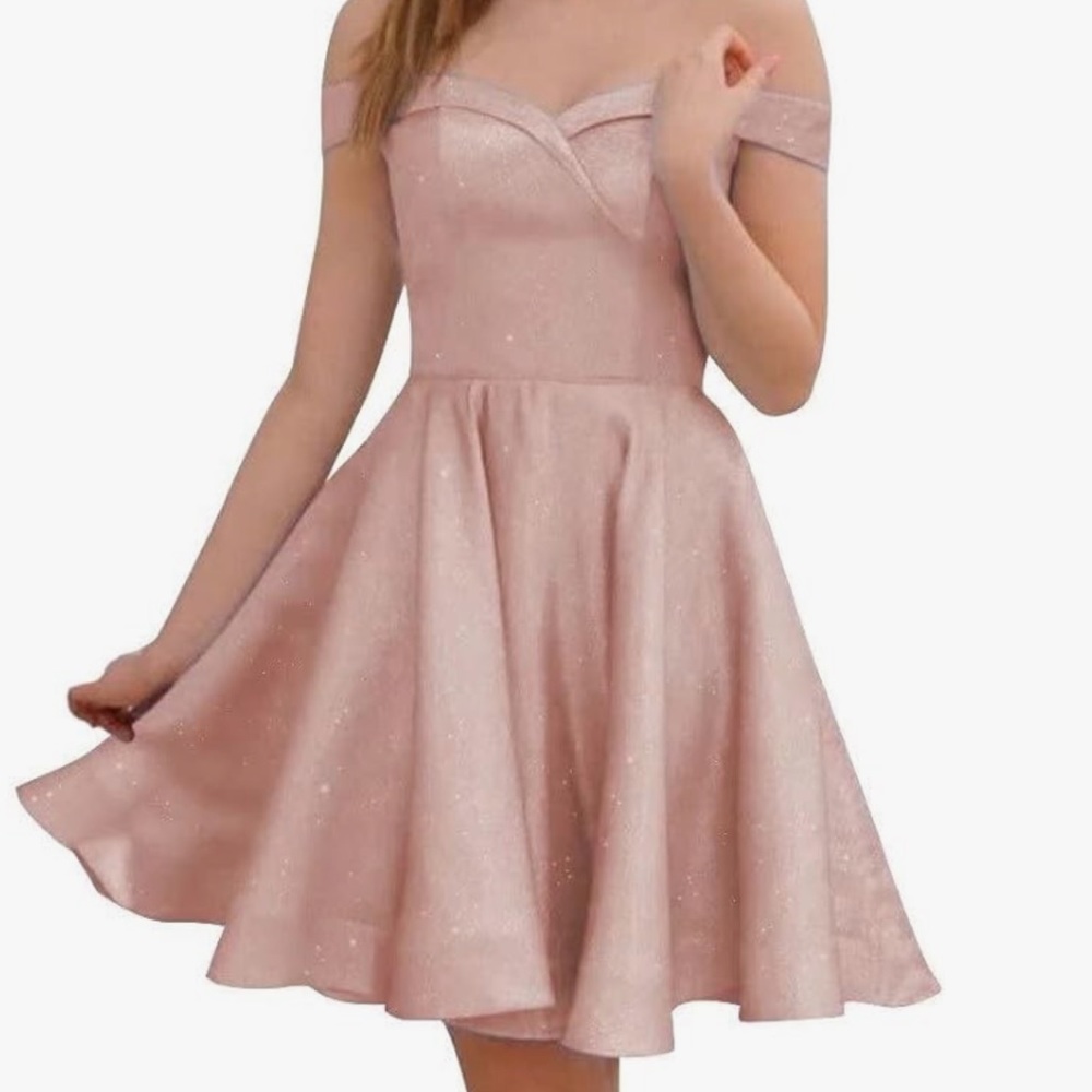 - Off the shoulder A-line glitter dress